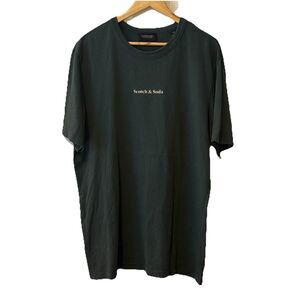 Scotch & Soda Logo T-Shirt XL Organic Cotton Crew Neck Made Turkey Dark Green